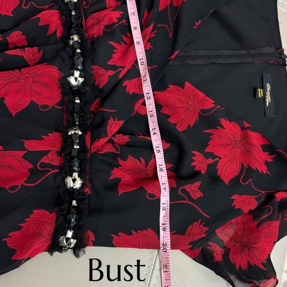 CHANGES By TOGETHER Women’s Sz 16 Midi Dress Romantic Red Black Floral Whimsical - Picture 12 of 14